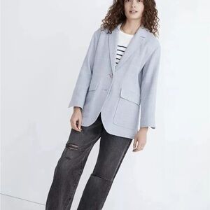 Madewell Cotton-Linen Relaxed Larsen Blazer in Windowpane size XL